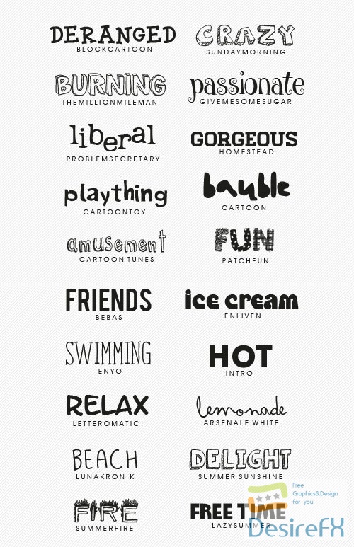 20 Summer &amp; Cartoon Fonts Collection