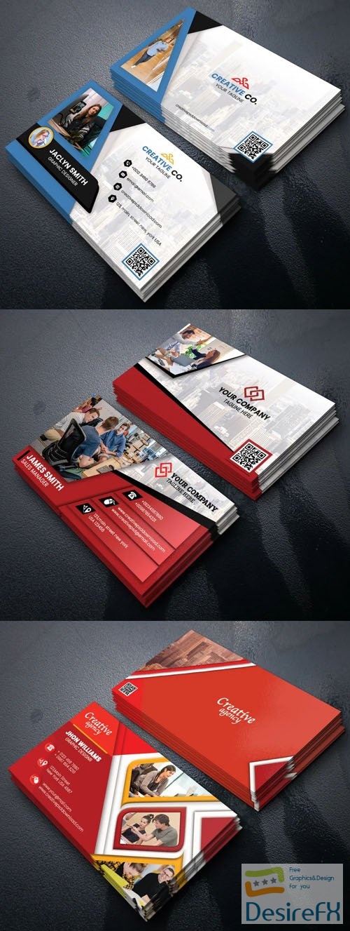 3 Creative Corporate Business Cards PSD Templates