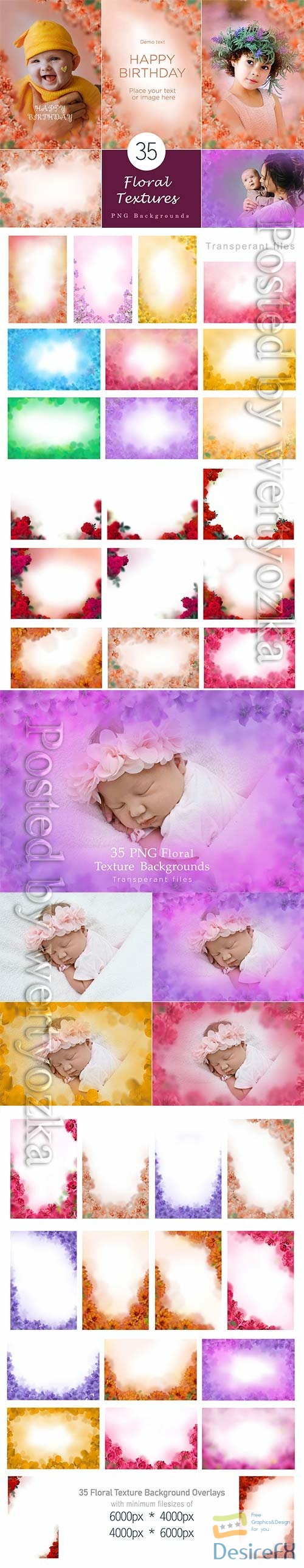35 Floral Texture Background Overlays