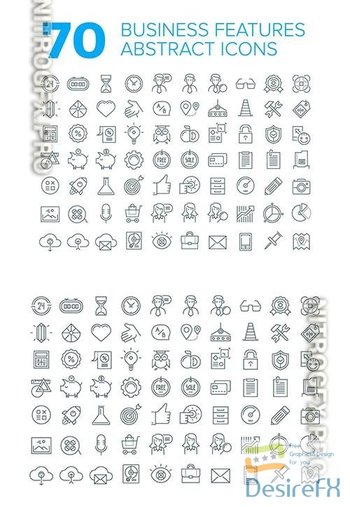 70 Business Features Abstract Icons