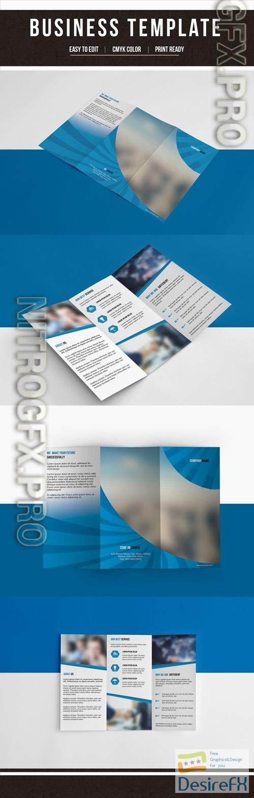 AdobeStock Business Brochure Layout with Blue Accents 210040659