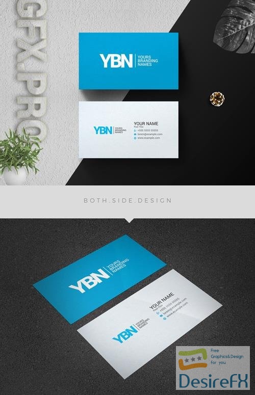 AdobeStock Business Card Layout with Blue Accents 204272823