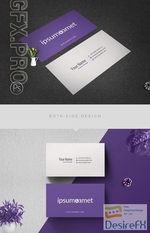 AdobeStock Business Card Layout with Purple Accents 205412794