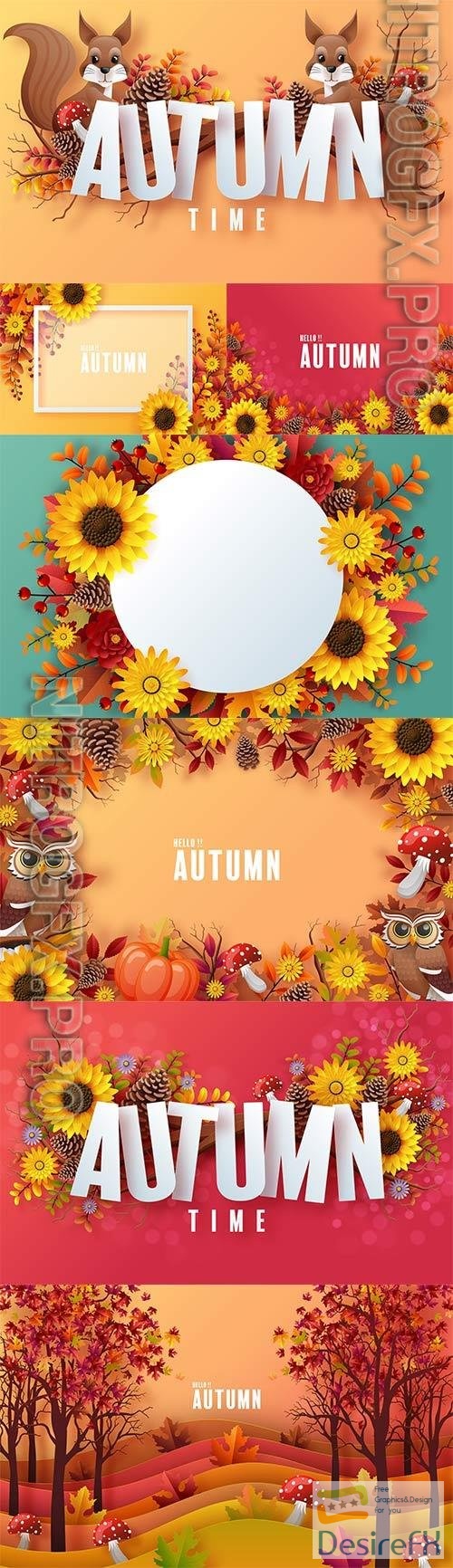 Autumn vector background with colorful autumn leaves