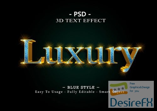 Blue luxury 3d text style effect Premium Psd