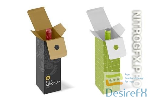 Box with Wine Bottle Mockup 39ACL45 PSD