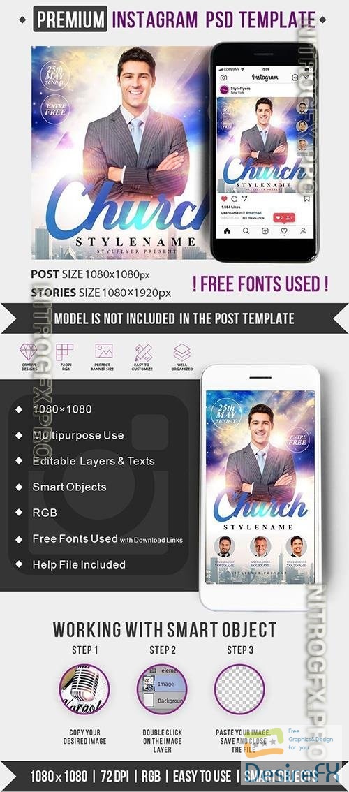 Church Instagram Post and Story Template PSD