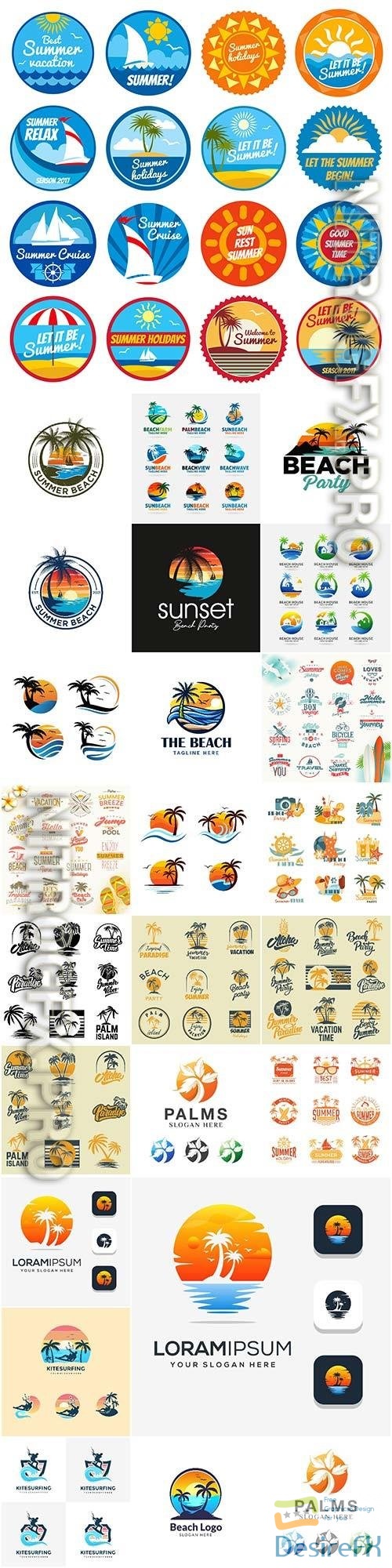Collection of beach logo vector design