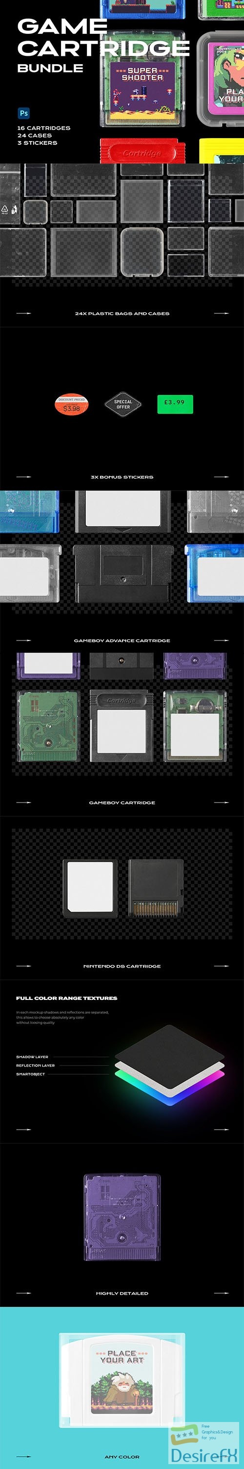 CreativeMarket - Game Cartridge Mockup Bundle Retro 6178588