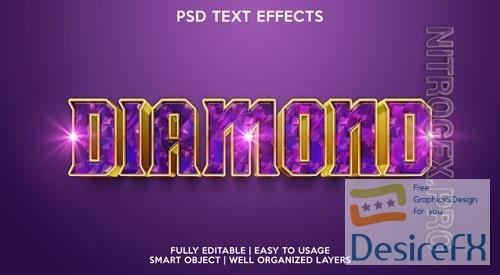 Diamond text effect Premium Psd