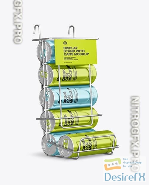 Display Stand w/ Metallic Cans Mockup 83212
