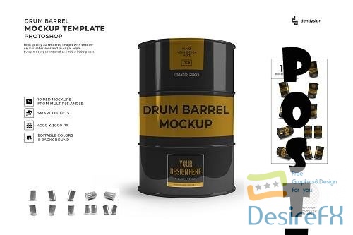 Drum Barrel 3D Mockup Template Bundle - 1511796