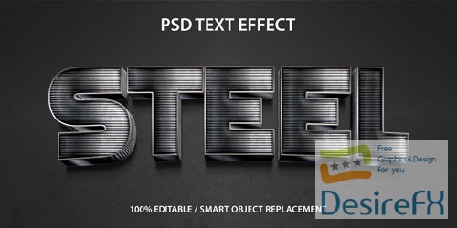Editable text effect 3d steel premium Premium Psd