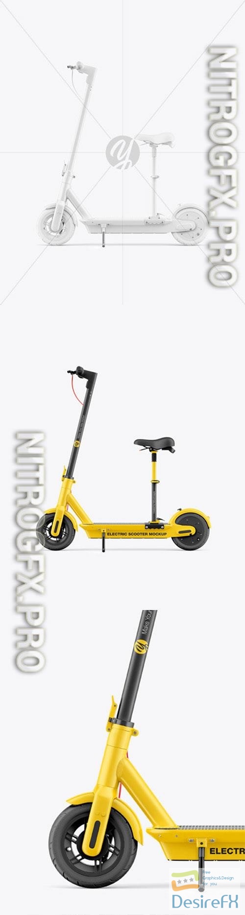 Electric Scooter Mockup with Seat - Side View 86461