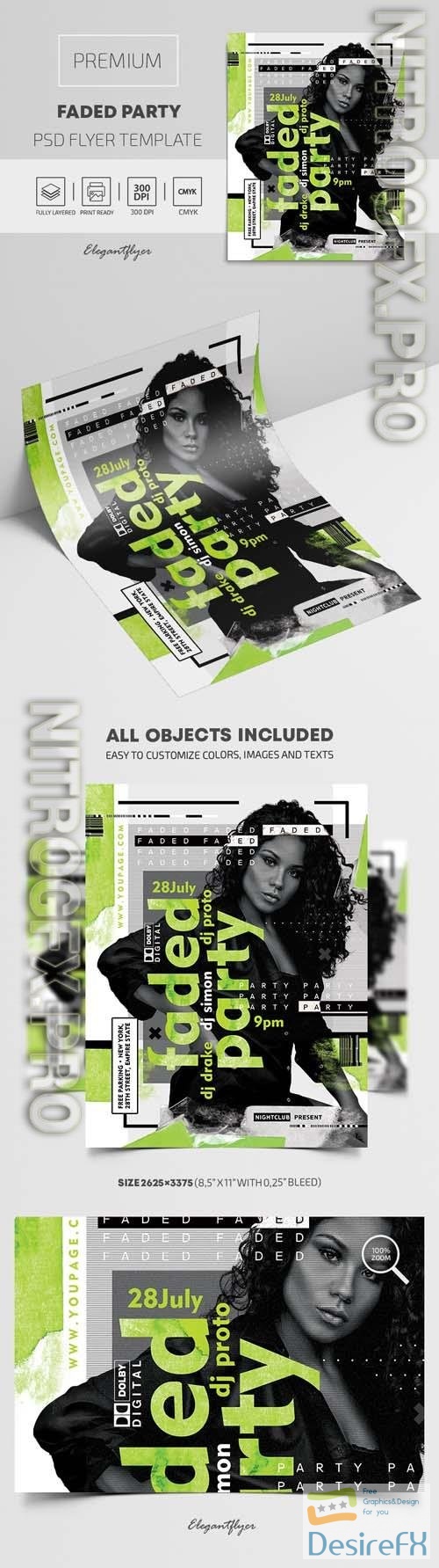 Faded Party Premium PSD Flyer Template