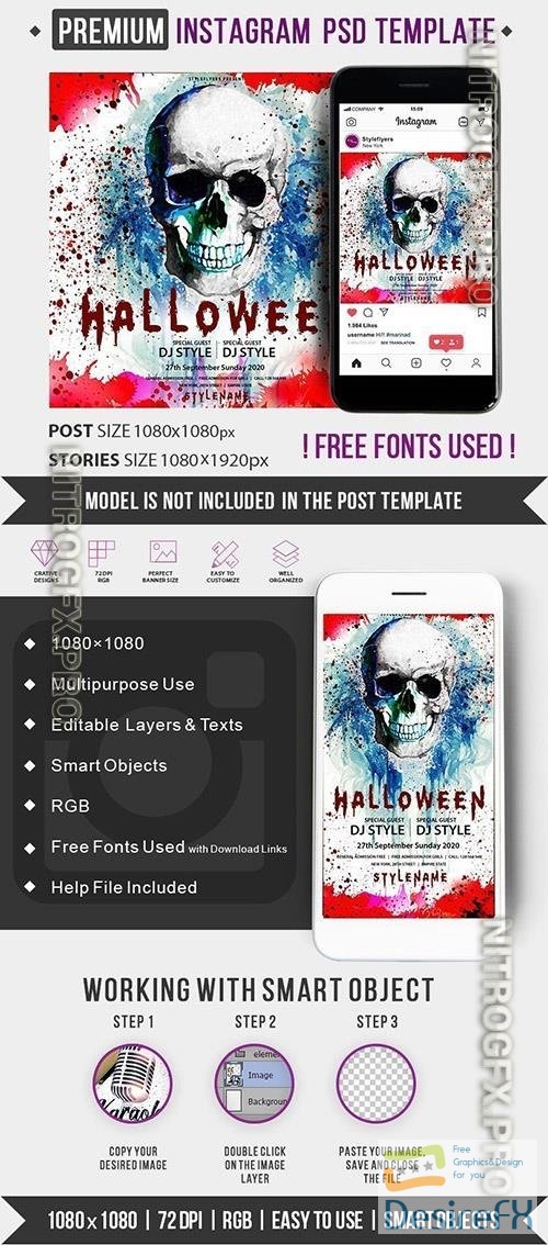 Flyer Template - Halloween Party instagram post and story