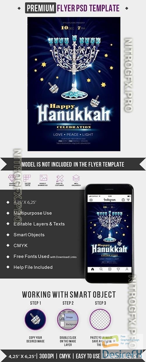 Flyer Template - Happy Hanukkah