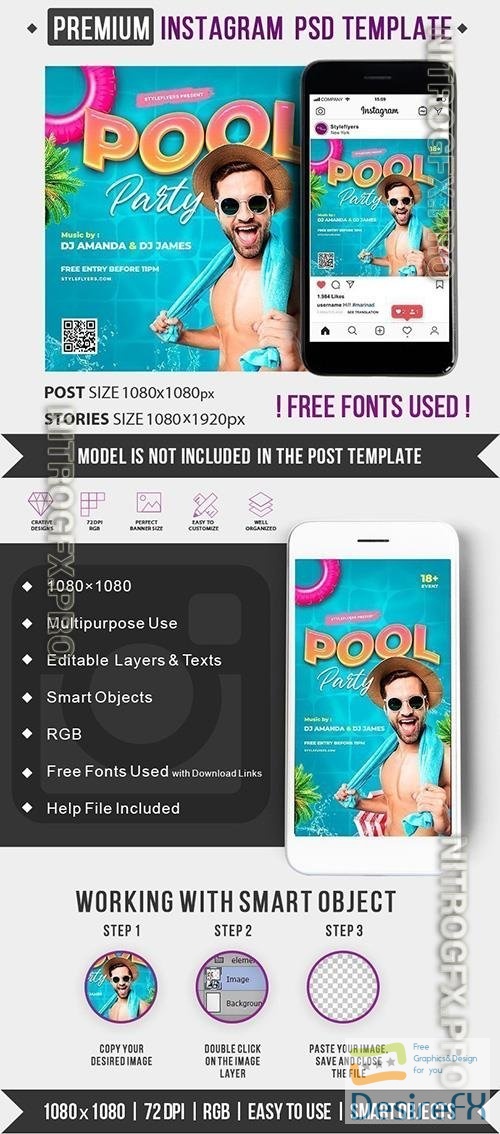 Flyer Template - Pool Party Instagram Post and Story