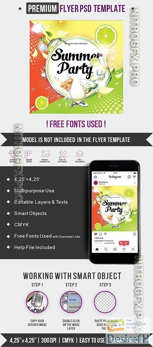 Flyer Template - Summer Party Instagram Post and Story