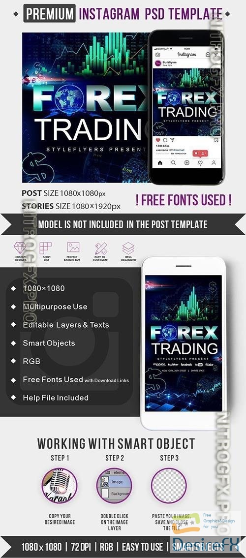 Forex Traiding Instagram Post and Story Template PSD
