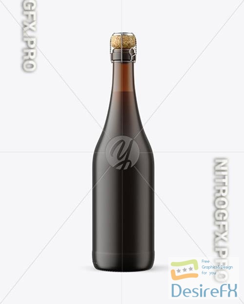 Frosted Amber Glass Bottle w/ Red Wine Mockup 82566