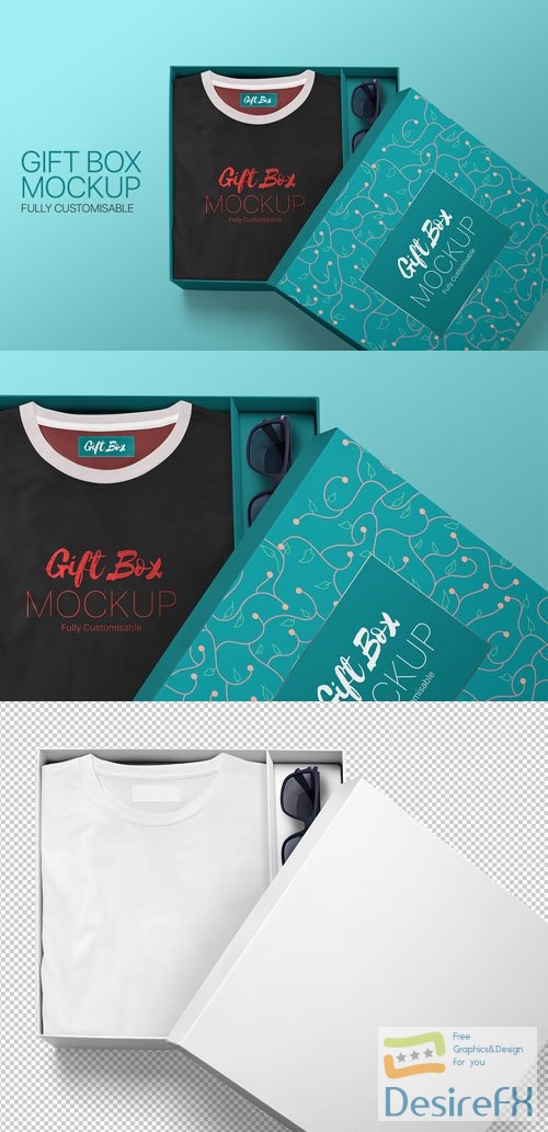 Fully Customisable Gift Box PSD Mockup Template
