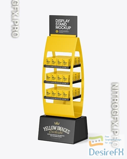 Glossy Display Stand w/ Boxes Mockup 82395