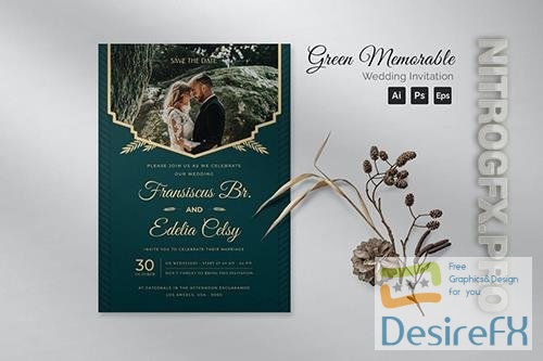 Green Memorable Wedding Invitation DQASPED