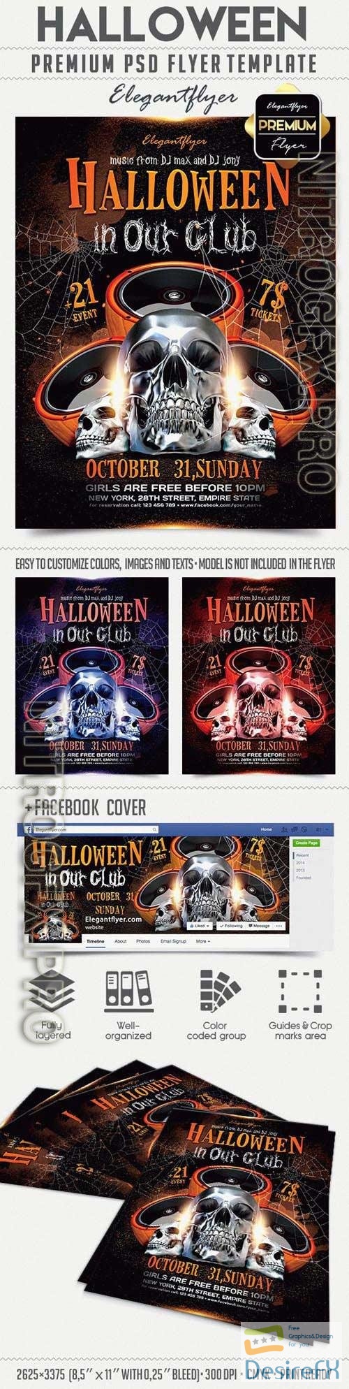 Halloween in Our Club Flyer PSD Template