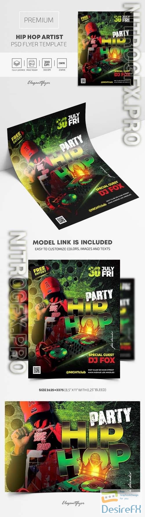 Hip Hop Artist Premium PSD Flyer Template