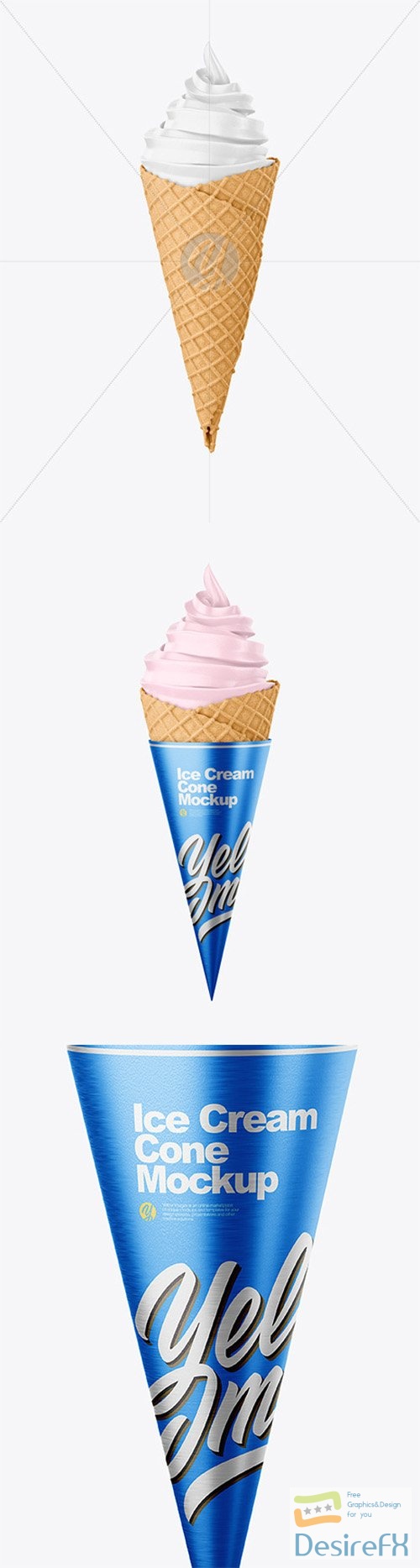 Ice Cream Waffle Cone with Metallic Label Mockup 85160 TIF
