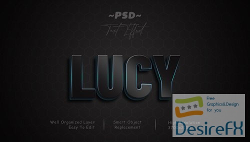 Lucy black and blue gradient shining stroke editable text effect Premium Psd