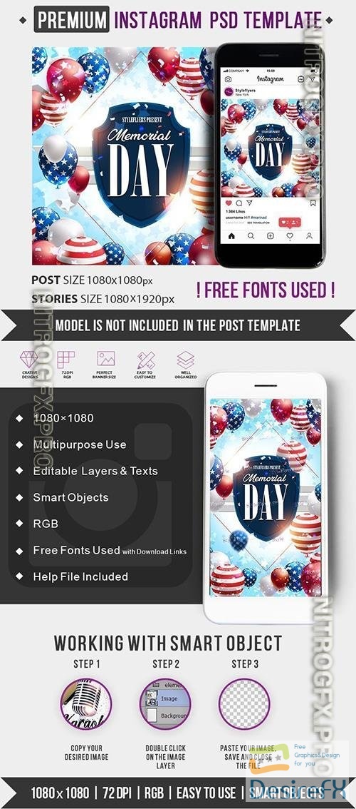 Memorial day Instagram Post and Story Template
