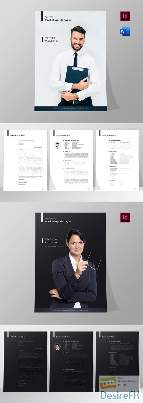 Minimalist Business Marketing Manager (Indesign + MS Word) Templates