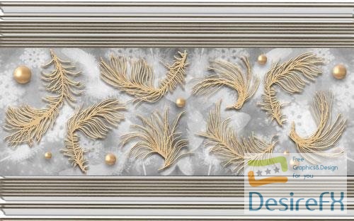Minimalist golden feather wrought iron sheet metal tv background wall