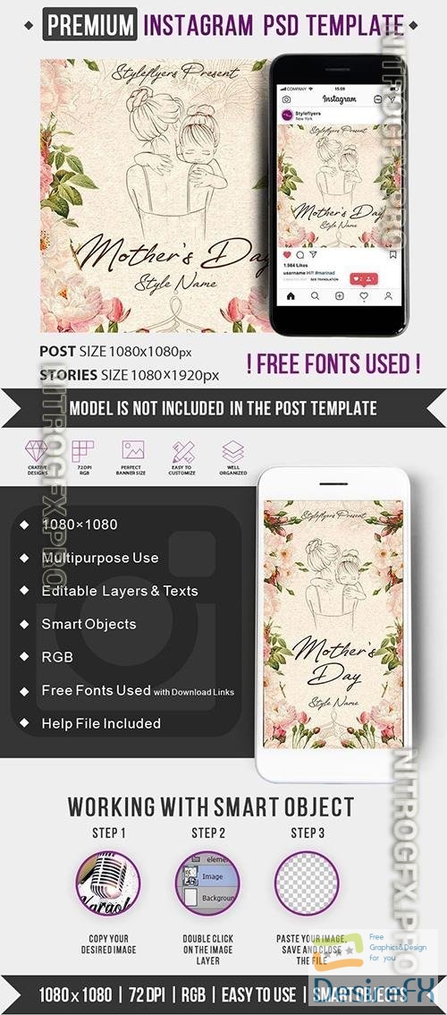 Mother’s Day Instagram Post and Story Template PSD