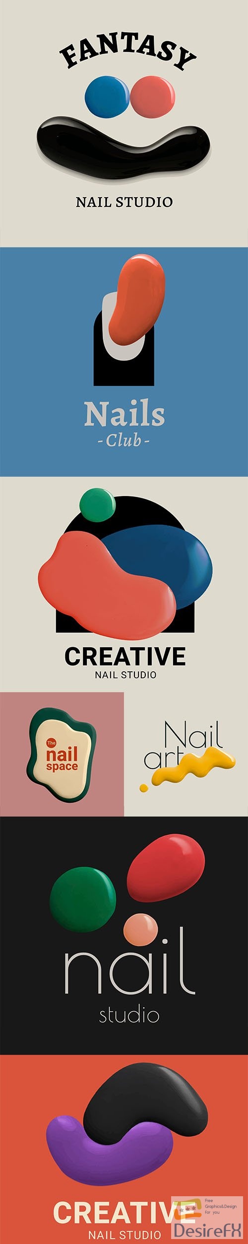 Nails business logo vector creative color paint style
