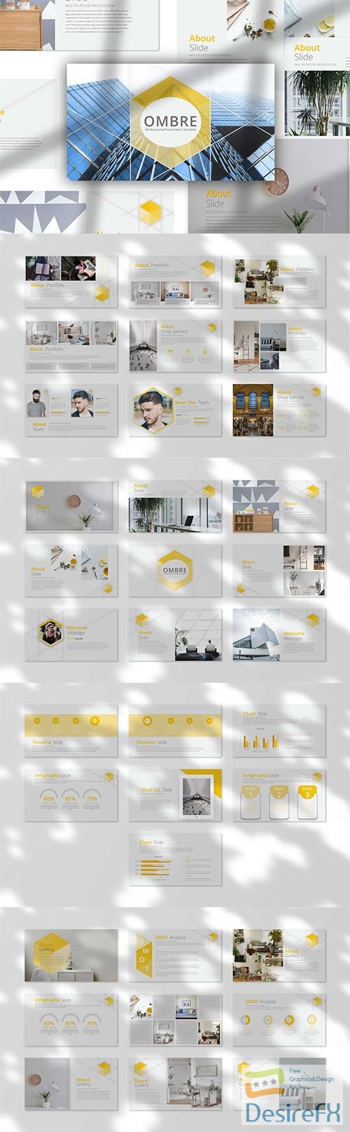 Ombre Presentation Powerpoint, Keynote and Google Slides Template