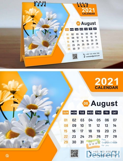 Orange Calendar 2021 Design PSD Template