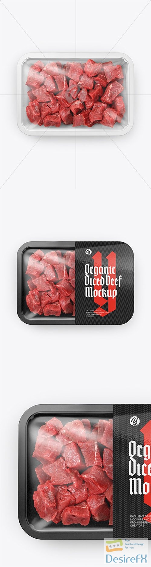Plastic Tray With Diced Beef Mockup 83396 TIF