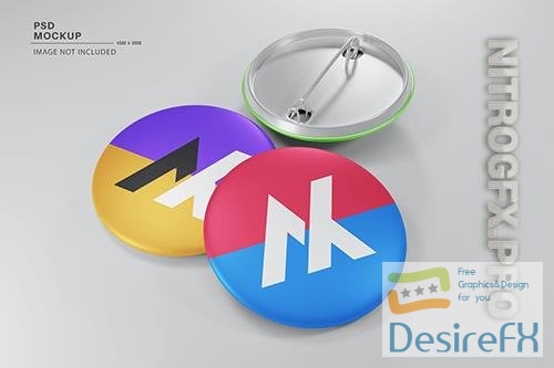 Realistic pin buttons mockup