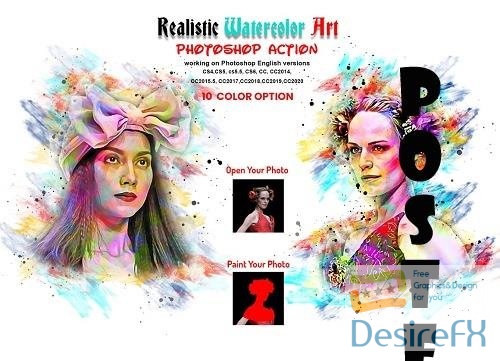 Realistic Watercolor Art PS Action - 6369372