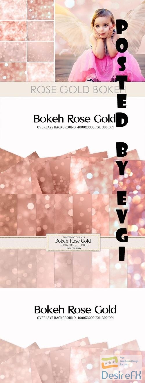 Rose gold bokeh overlays - 1546109