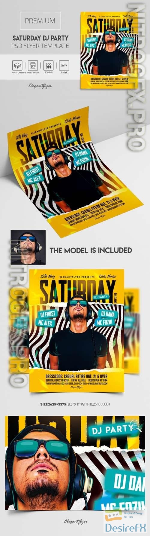 Saturday DJ Party Premium PSD Flyer Template