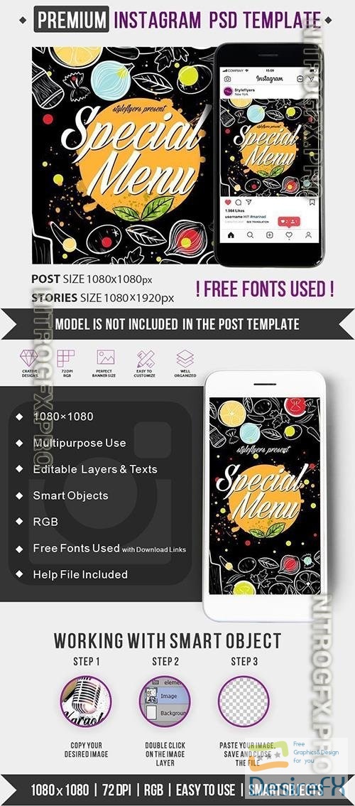 Special Menu Instagram Post and Story Template PSD