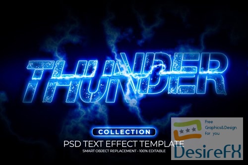 Thunder slice text effect custom design template Premium Psd