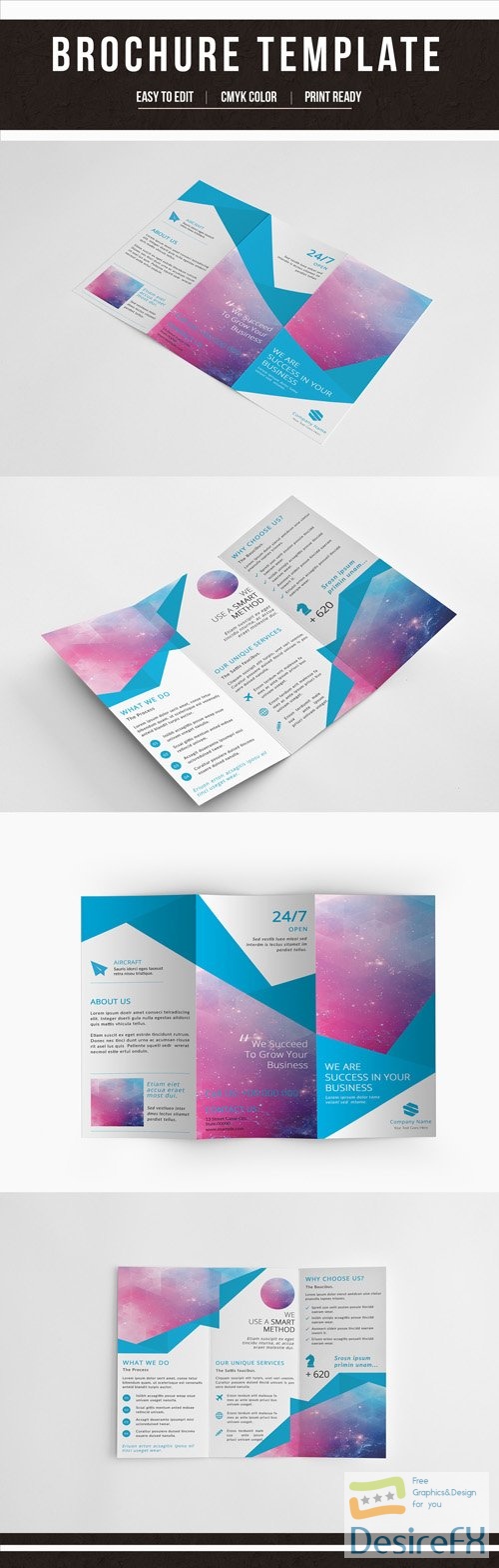 Trifold Brochure Layout with Blue Accents 1
