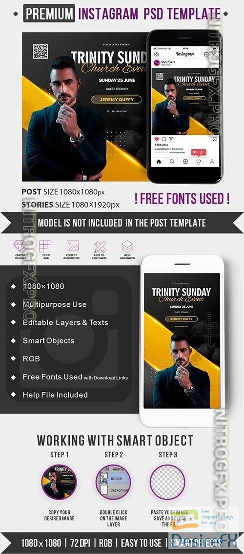 Trinity Sunday Church Event Instagram Post and Story Template PSD