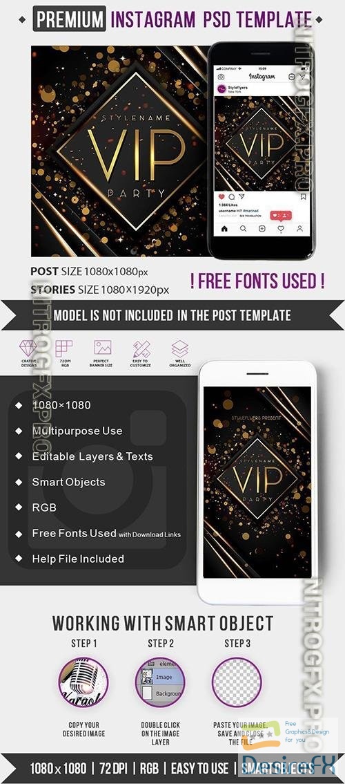 VIP PSD Instagram Post and Story Template PSD