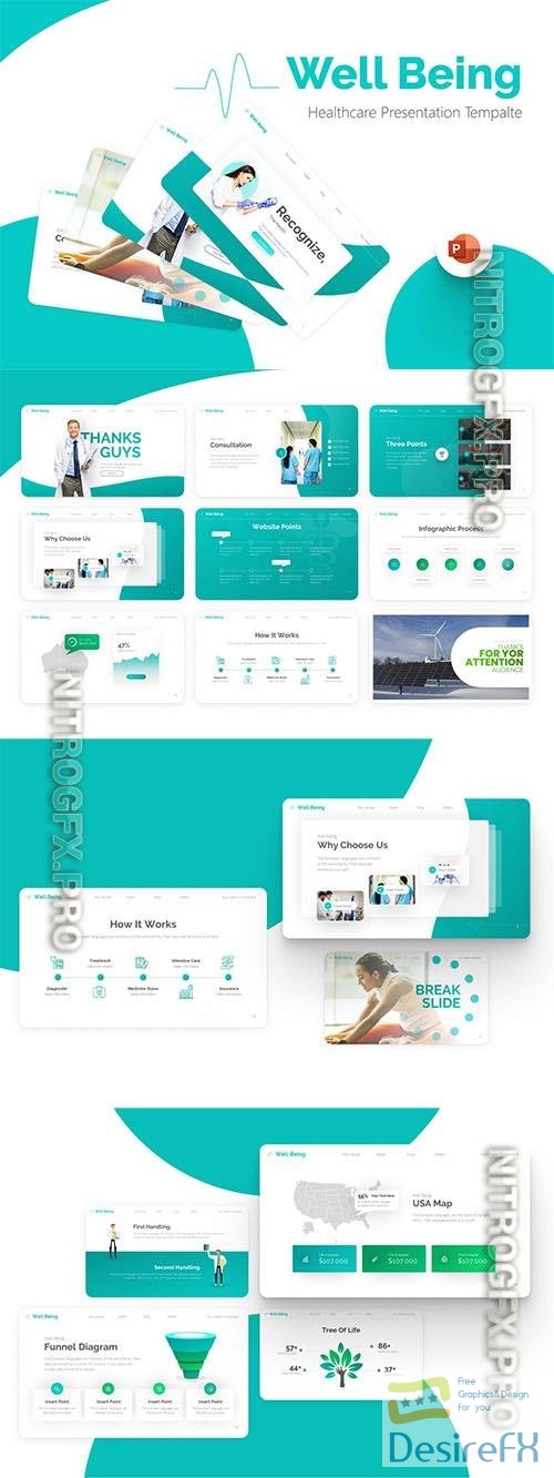Well Being Healthcare PowerPoint Template V443VT4